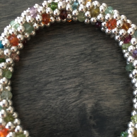 Sterling Silver, Amethyst, Citrine, Carnelian & Kyanite Beaded Bracelet - Picture 6 of 6